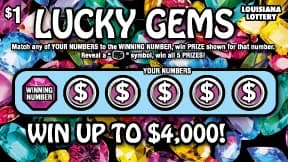 Lucky Gems scratch-off ticket