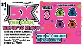 5x The Cash scratch-off ticket