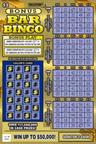 Bonus Bar Bingo 2021 scratch-off ticket