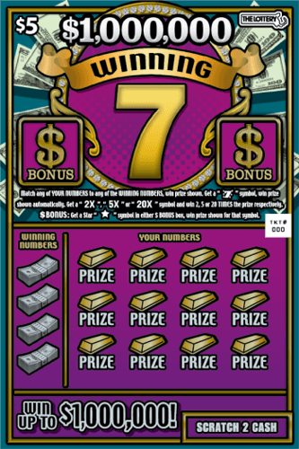$1,000,000 WINNING 7 scratch-off ticket