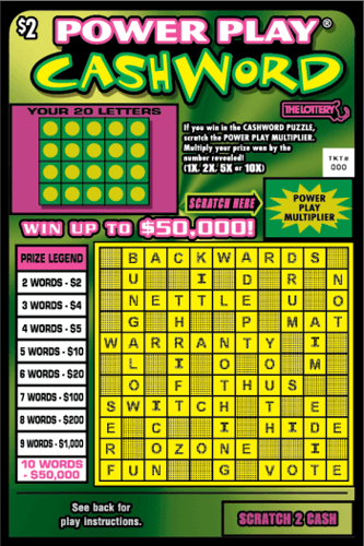 POWER PLAY® CASHWORD scratch-off ticket