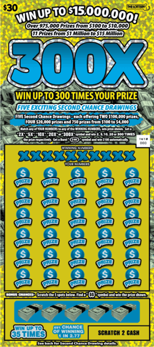 300X scratch-off ticket