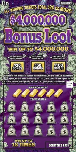 $4,000,000 Bonus Loot scratch-off ticket