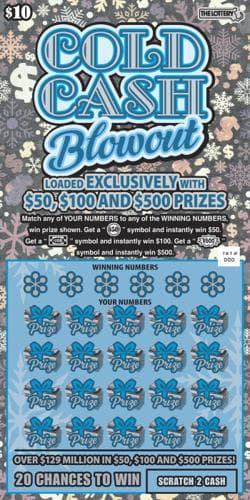 Cold Cash Blowout scratch-off ticket