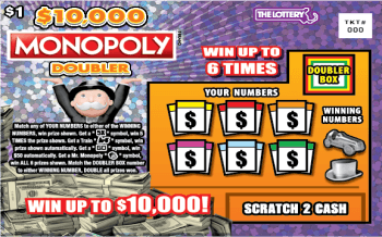 $10,000 MONOPOLY Doubler scratch-off ticket