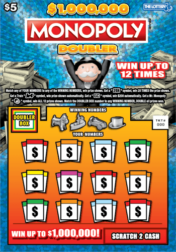 $1,000,000 Monopoly Doubler scratch-off ticket