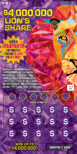 $4,000,000 LION’S SHARE scratch-off ticket