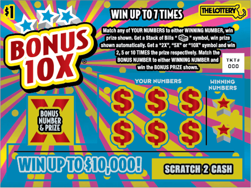 BONUS 10X scratch-off ticket