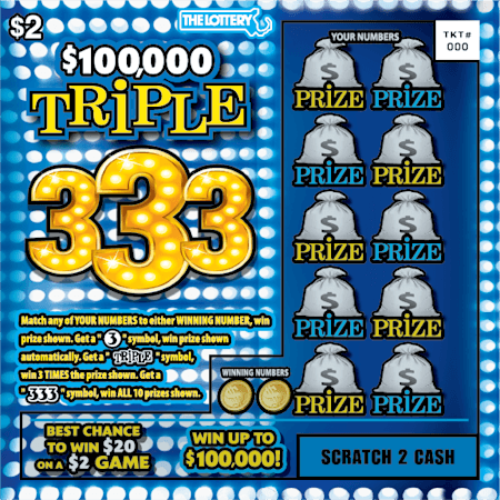 $100,000 TRIPLE 333 scratch-off ticket