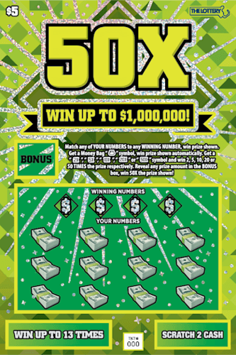 50X scratch-off ticket