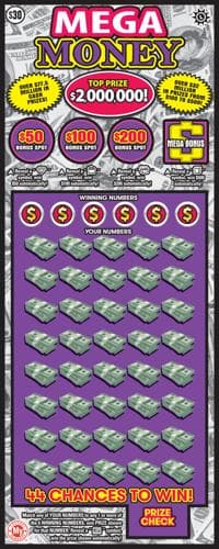 Mega Money scratch-off ticket