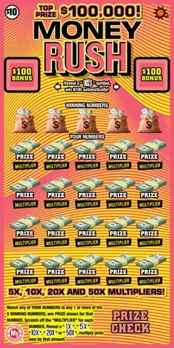 Money Rush scratch-off ticket