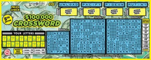 $100,000 Crossword scratch-off ticket