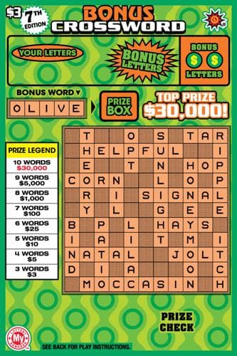 Bonus Crossword scratch-off ticket