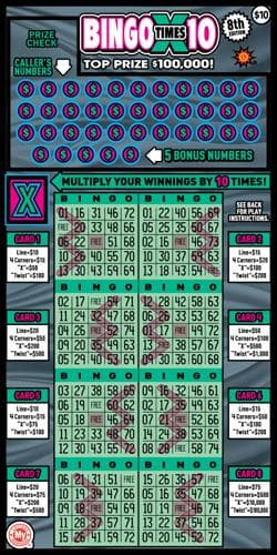 Bingo X10 scratch-off ticket