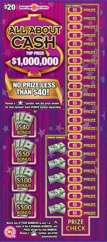 All About Cash scratch-off ticket
