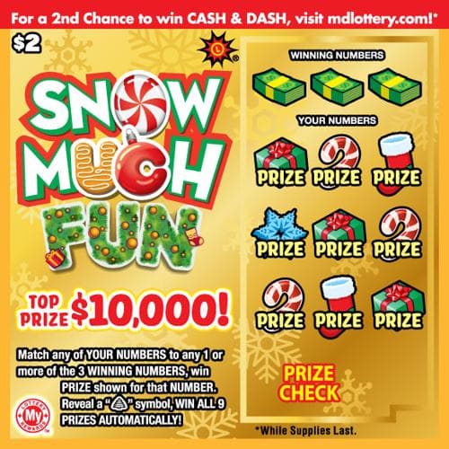 Snow Much Fun scratch-off ticket