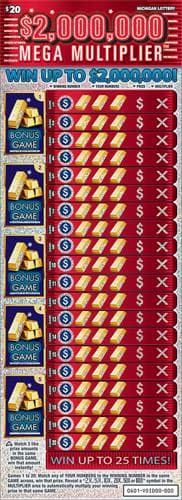 $2,000,000 Mega Multiplier scratch-off ticket
