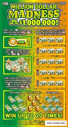 Million Dollar Madness scratch-off ticket