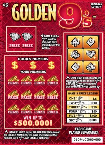 Golden 9's scratch-off ticket