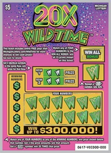 20X Wild Time scratch-off ticket
