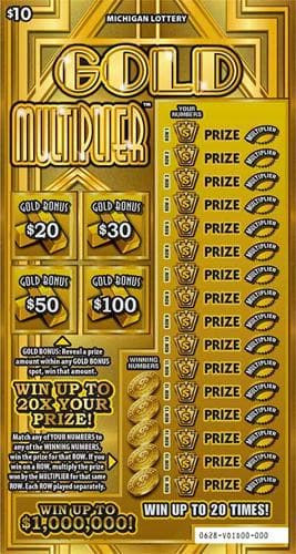 Gold Multiplier scratch-off ticket