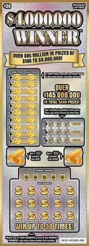 $4,000,000 Winner scratch-off ticket