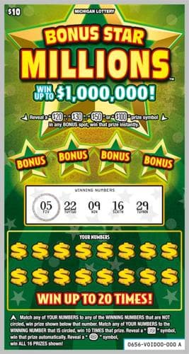 Bonus Star Millions scratch-off ticket