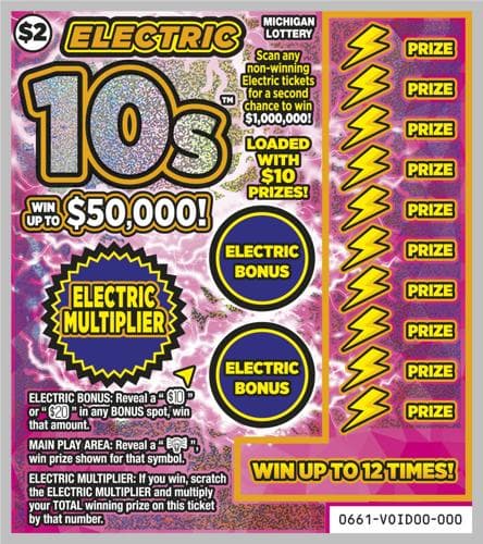 Electric 10s scratch-off ticket