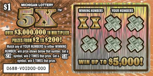 5X scratch-off ticket