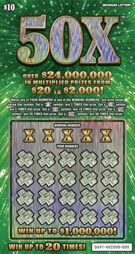 50X scratch-off ticket