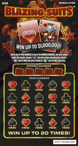 Blazing Suits scratch-off ticket