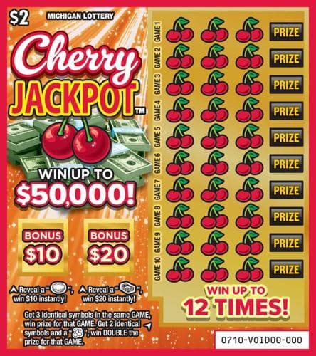 Cherry Jackpot scratch-off ticket