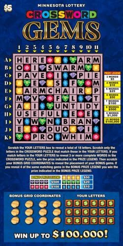 Crossword Gems scratch-off ticket