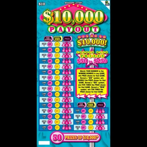 $10,000 Payout scratch-off ticket