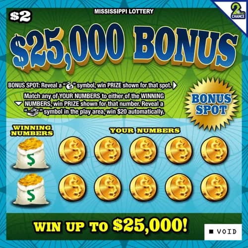 $25,000 Bonus scratch-off ticket