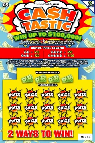 CA$HTASTIC scratch-off ticket