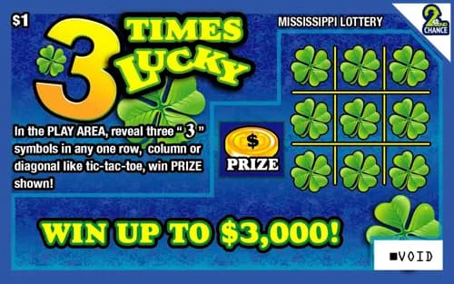 3 Times Lucky scratch-off ticket