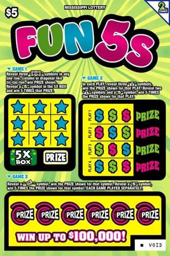 Fun 5s scratch-off ticket