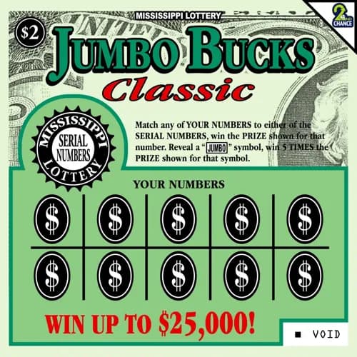 Jumbo Bucks Classic scratch-off ticket