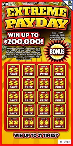Extreme Payday scratch-off ticket