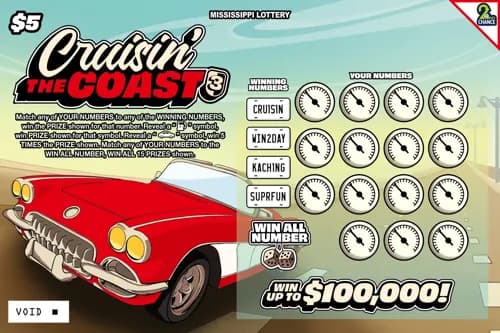 Cruisin’ the Coast scratch-off ticket