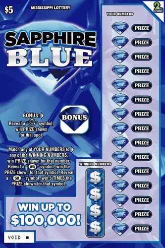 Sapphire Blue scratch-off ticket