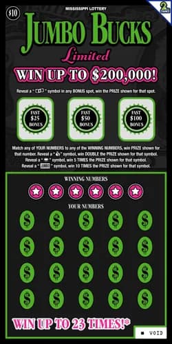 Jumbo Bucks Limited scratch-off ticket