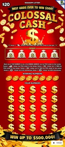 Colossal Cash scratch-off ticket