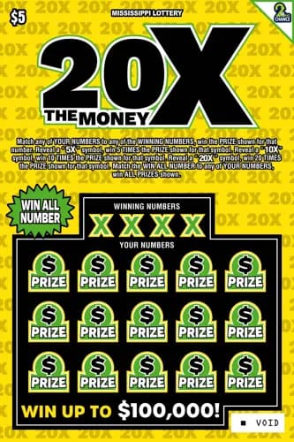 20X The Money scratch-off ticket