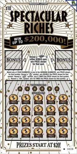 Spectacular Riches scratch-off ticket