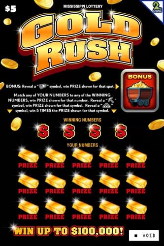 Gold Rush scratch-off ticket