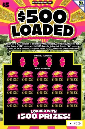 $500 Loaded scratch-off ticket