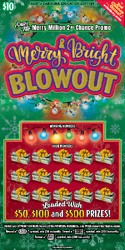 Merry & Bright Blowout scratch-off ticket